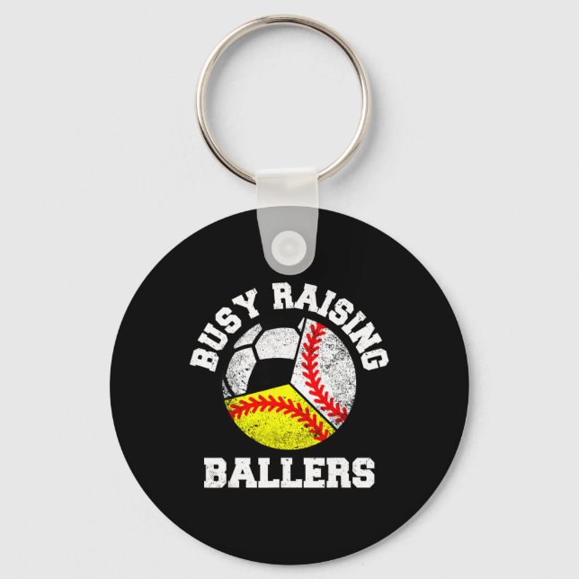 Busy Raising Llers Funny Sell Softll Soccer Mum  Key Ring (Front)