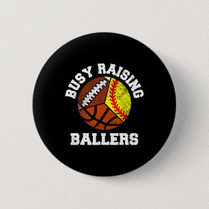 Busy Raising Llers Funny Softll Sketll Footll Mom  6 Cm Round Badge