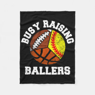 Busy Raising Llers Funny Softll Sketll Footll Mom  Fleece Blanket