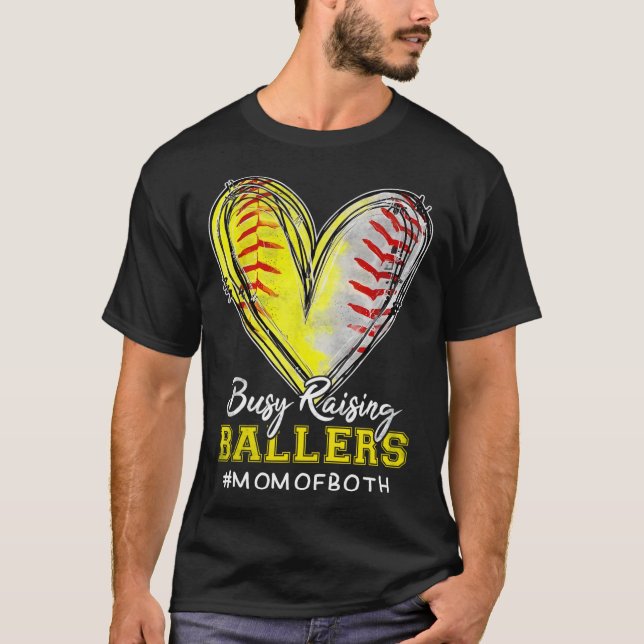 Busy Raising Llers Heart Mum Of Both Softll Sell M T-Shirt (Front)