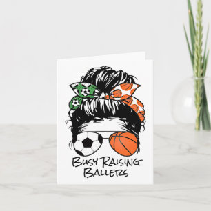 Busy Raising Llers Messy Bun Women's Sketll Soccer Card