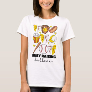 Busy Raising Llers Sell And Softll Mom Coquette Bo T-Shirt