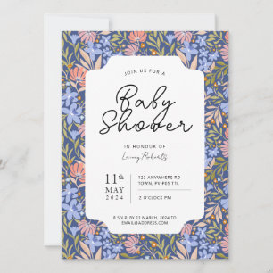 Busy Retro Bohemian Daffodil Tossed Floral Invitation
