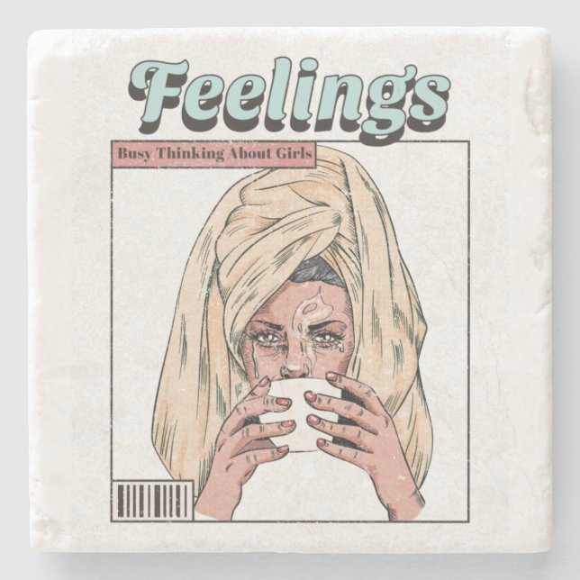 Busy Thinking About Girls Stone Coaster (Front)