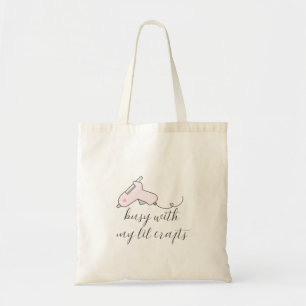 Busy With My Lil Crafts Pink Glue Gun Design  Tote Bag