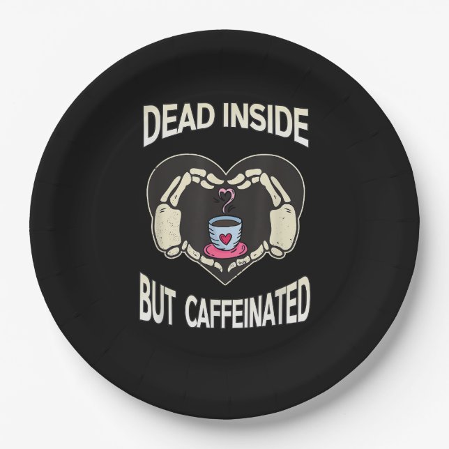 But Caffeinated Coffee Skeleton Hands Heart Paper Plate (Front)