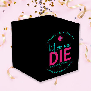 But Did You Die Neon Hot Pink Blue Hangover Kit Favour Box