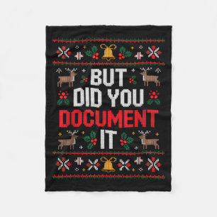 But Did You Doent It Funny Office Christmas Ugly  Fleece Blanket