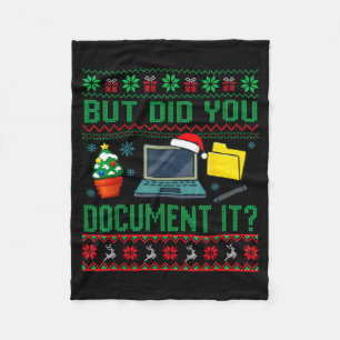 But Did You Doent It Funny Office Christmas Ugly S Fleece Blanket