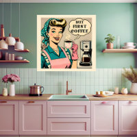 But First Coffee 50s comic book style kitchen art