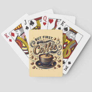 But First Coffee Art - Stylish Gold Design Playing Cards