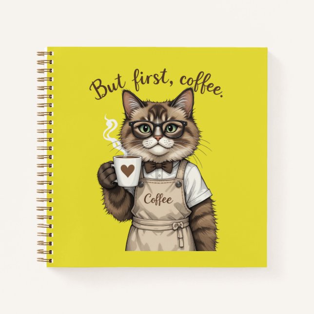 But First, Coffee Cat Notebook (Front)