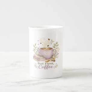But First, Coffee Cosy Lavender Watercolor Bone China Mug