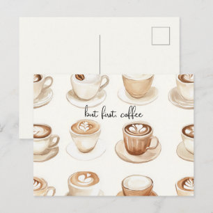 But First, Coffee Cups Postcard