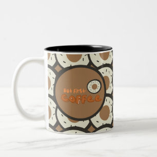 But First Coffee Frosted Doughnuts Brown Two-Tone Coffee Mug