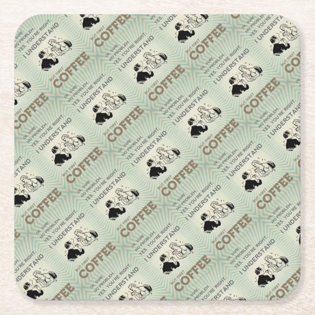 BUT FIRST COFFEE SQUARE PAPER COASTER (Front)