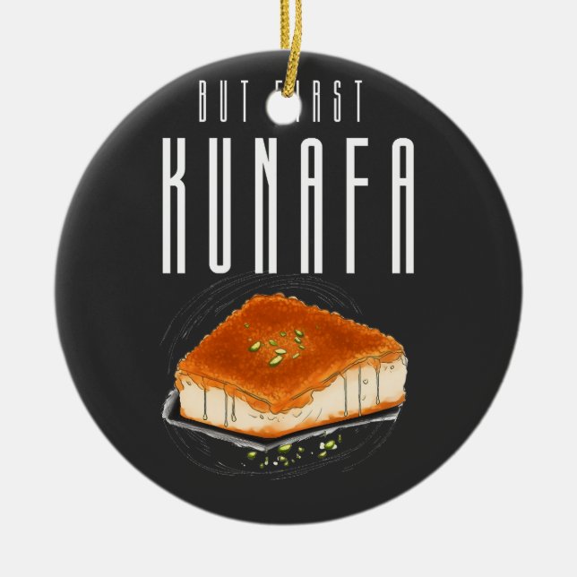 But First Knafeh Kunafa Kunafeh AI Generated كنافة Ceramic Tree Decoration (Front)