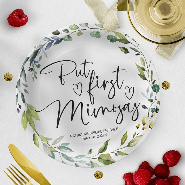 But First Mimosas Bridal Shower Paper Plate (Creator Uploaded)