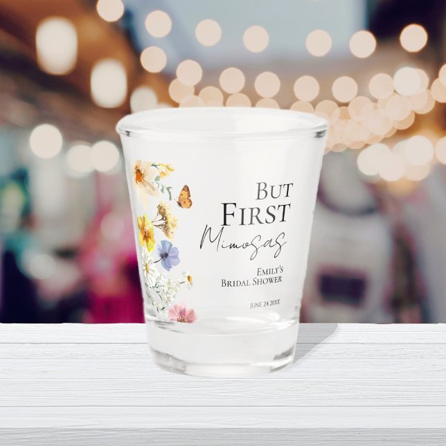 But First Mimosas | Wildflower Boho Bridal Shower Shot Glass (Creator Uploaded)