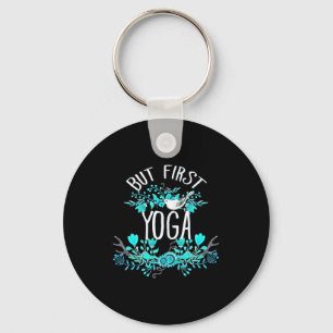 But First Yoga Floral Tygraphy Design T Shirt  Key Ring