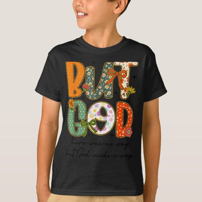 But God Christian Autumn Thankful Coquette Bow Tha T-Shirt (Front)