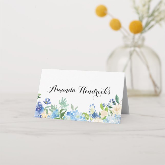 But Green Hydrangea Flower Wedding Place Card (Front)