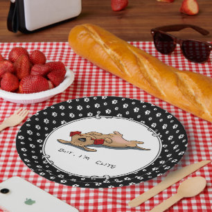 But, I'm Cute - Dog Obedience Training Funny Paper Plate