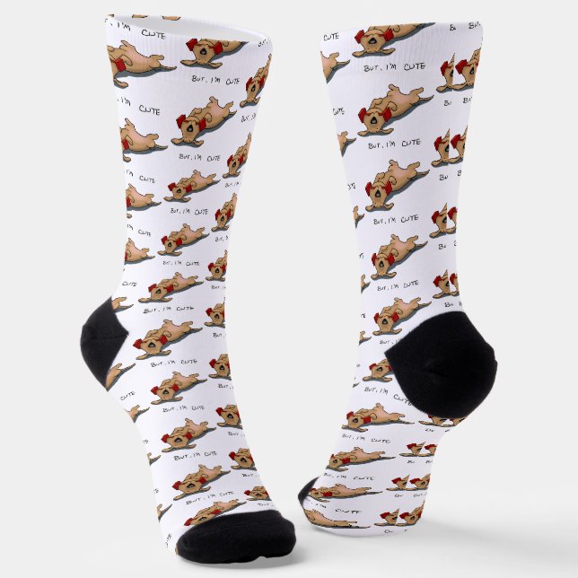 But, I'm Cute - Dog Obedience Training Funny Socks (Angled)