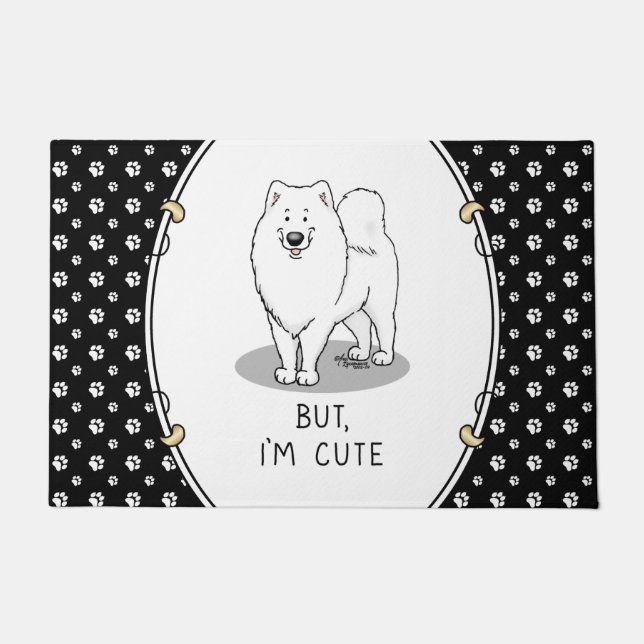 But, I'm Cute Samoyed Dog Doormat (Front)