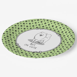 But I'm Cute Samoyed Dog Funny Sammie Paper Plate