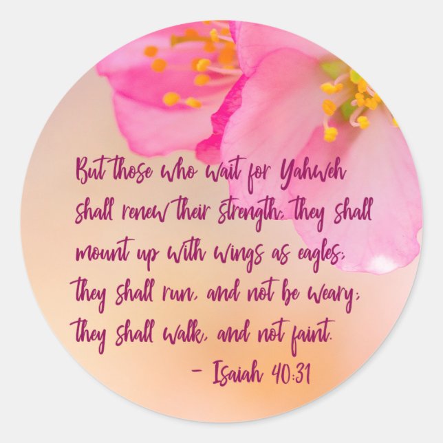 But Those Who Wait Christian Floral Inspirational Classic Round Sticker (Front)