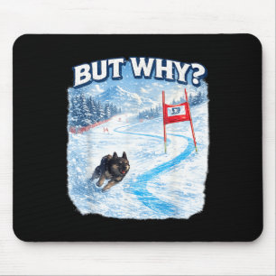 But why funny ski dog meme chaotic slalom winter mouse pad