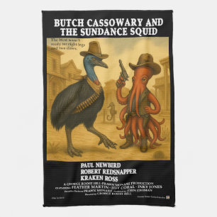 Butch Cassowary & the Sundance Squid Tea Towel