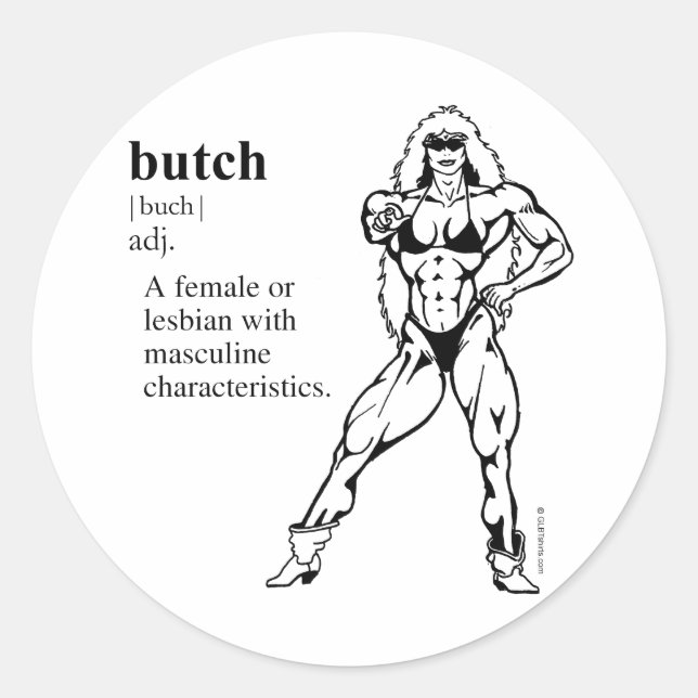 BUTCH (lesbian) Classic Round Sticker (Front)