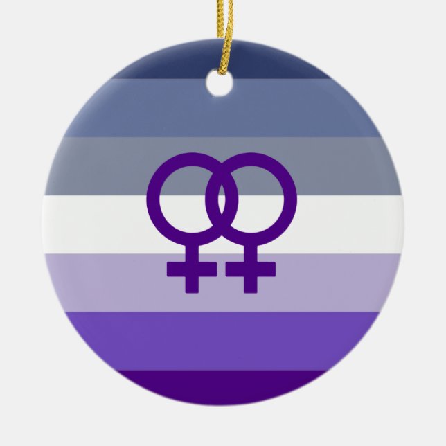 Butch Lesbian Love WLW Pride Ceramic Tree Decoration (Front)