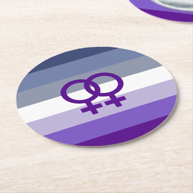 Butch Lesbian Love WLW Pride Round Paper Coaster (Angled)