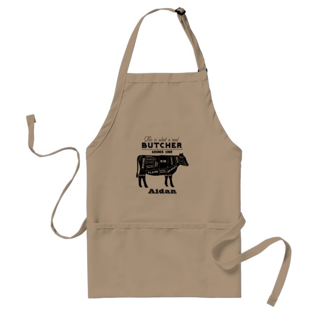 Butcher and Meat Market Funny Cuts of Beef Quote Standard Apron (Front)