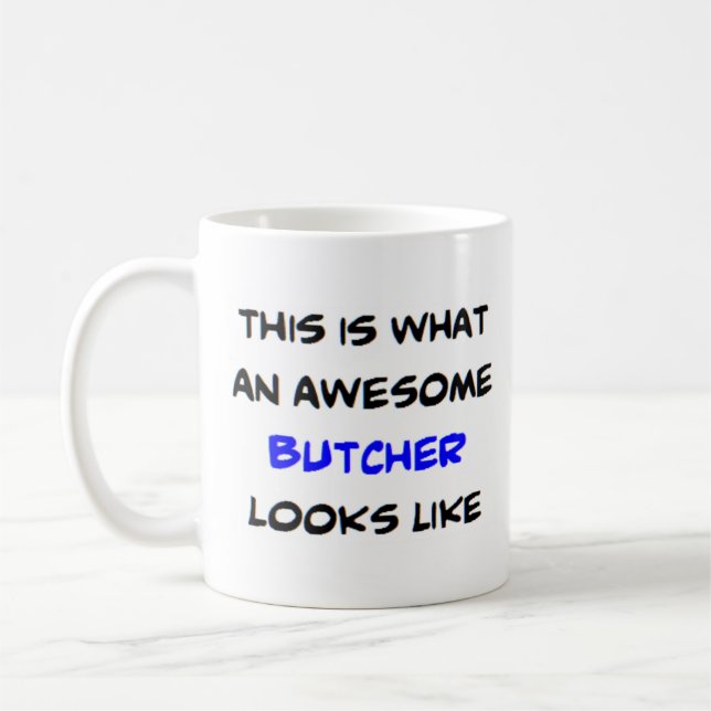 butcher, awesome coffee mug (Left)