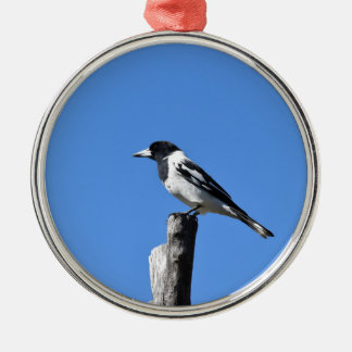 BUTCHER BIRD ON A POST IN RURAL AUSTRALIA METAL TREE DECORATION