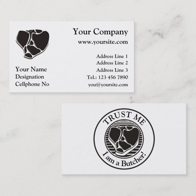 Butcher business cards on white background (Front/Back)