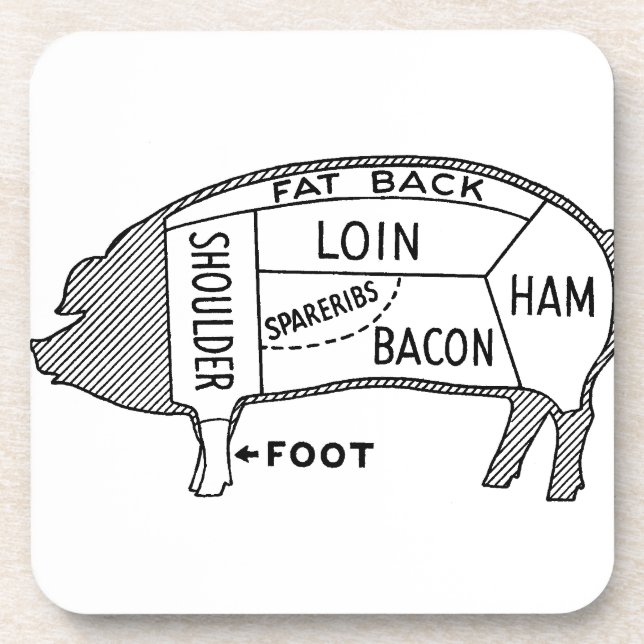Butcher Chart Pig Coaster (Front)