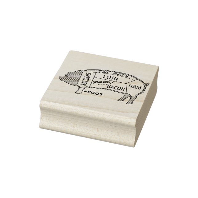 Butcher Chart Pig Rubber Stamp (Stamp)