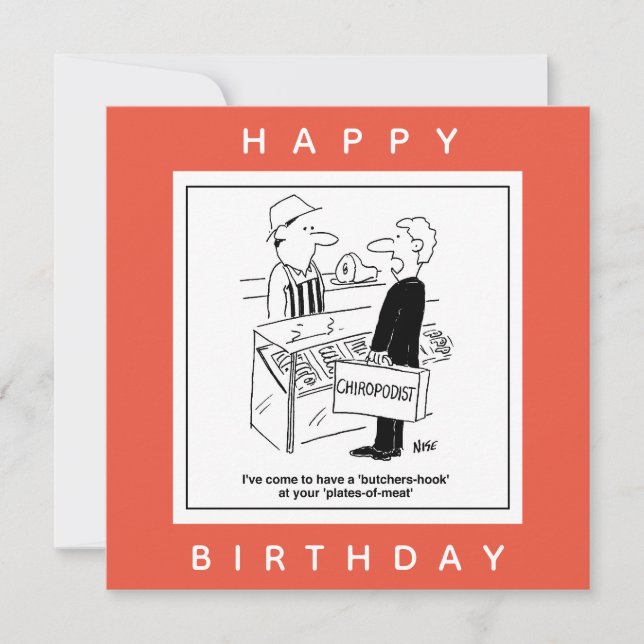 Butcher & Chiropodist Cockney Slang Cartoon Card (Front)