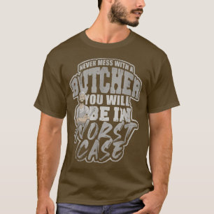 Butcher Chuck Brisket Knife Pig Cuts Meat Cook 202 T-Shirt