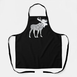 Butcher diagram meat cuts clock hunting moose apron