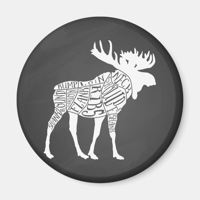 Butcher diagram meat cuts clock hunting moose magnet (Front)