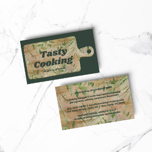 Butcher Floral Bakery Cooking chef sage green gold Business Card