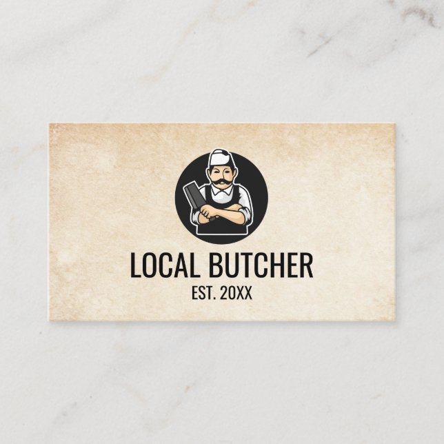 Butcher Holding Cleaver Business Card (Front)
