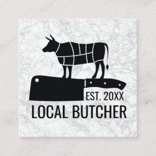 Butcher Knife Cut Beef Chart Square Business Card