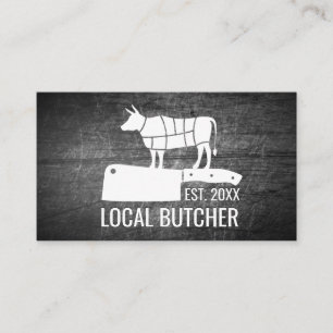 Butcher Meat Cut Chart Scratched Metal Business Card